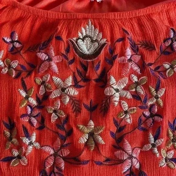 Rebellion Orange Dress with Embroidery Front - Picture 4 of 10